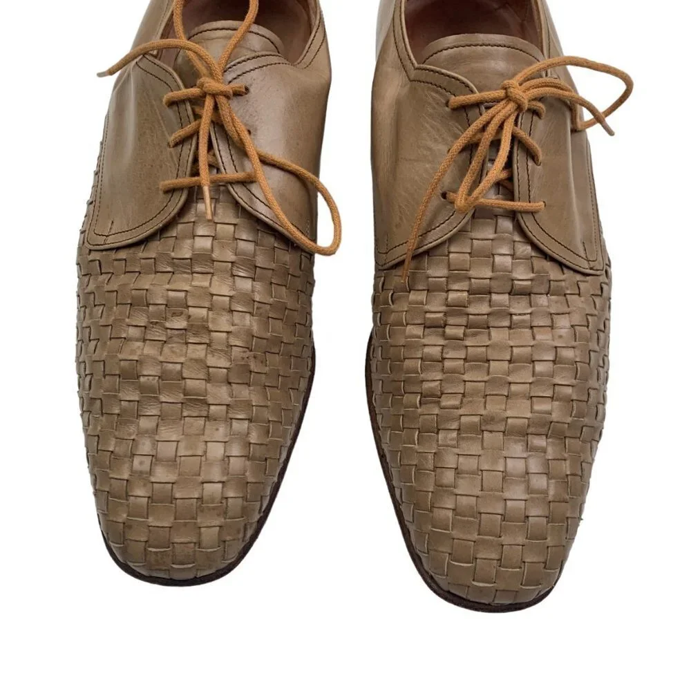 Bruno Magli Vintage Stresa Basketweave/Woven Leather Shoes Men's Size 8